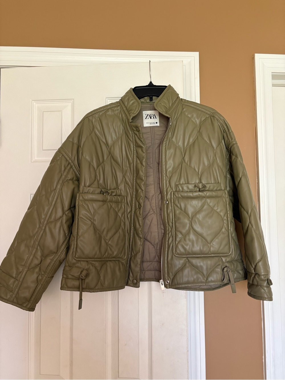 Zara Faux Leather Green Jacket